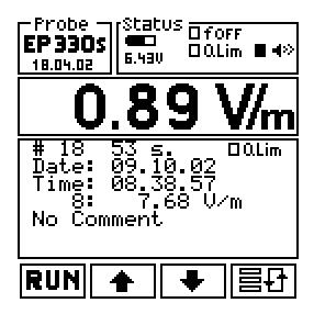 3.7.6.1 Over Limit Questa funzione è utile per memorizzare i campi elettrici o magnetici che superano il campo definito dalla funzione Alarm.