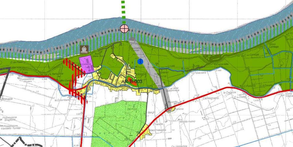 ATTRACCO COMMERCIALE SUL PO A COLOGNA Stralcio Cartografico Descrizione Si tratta della realizzazione di un attracco Commerciale a nord-ovest della località Cologna, in area golenale del Po Grande.