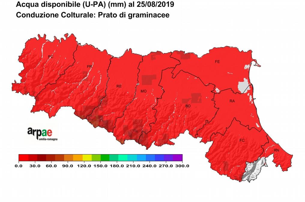 L acqua nel suolo in pianura Deficit rispetto alla cc Considerando il primo metro di terreno, si stimano deficit generalmente compresi, in pianura, tra 100 e 200 mm.