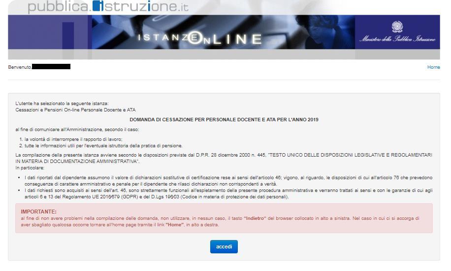 Per proseguire fare clic su Accedi In questa fase il sistema verifica se l utente ha effettivamente diritto ad accedere a questa funzione.