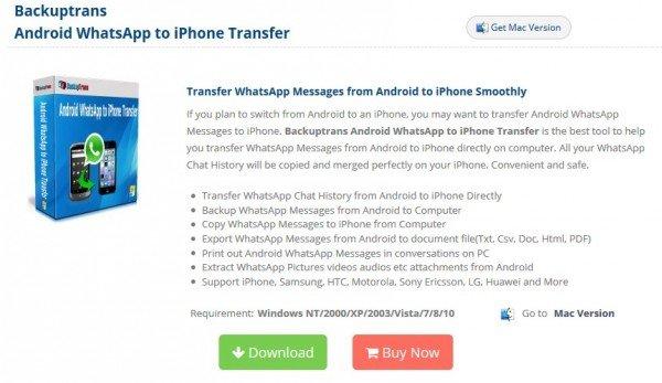 Trasferire le chat di WhatsApp da Android a iphone Per trasferire le chat di WhatsApp da Android all iphone possiamo ad esempio usare il programma Backuptrans Android WhatsApp to iphone Transfer