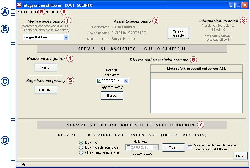 Consultando l immagine sopra riportata, è possibile notare che l interfaccia grafica di DOGE è suddivisa in quattro sezioni: A - Barra dei servizi aggiuntivi e degli strumenti B - Informazioni