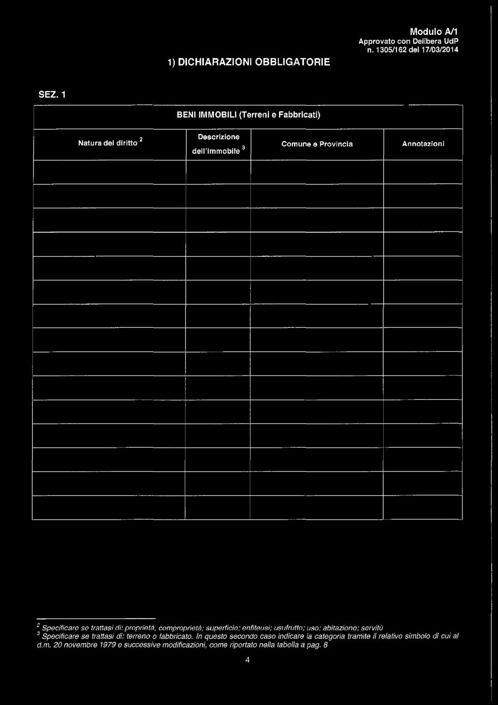 trattasi di: proprietà, comproprietà; superficie; enfiteusi; usufrutto; uso; abitazione; servitù 3 Specificare se trattasi di: