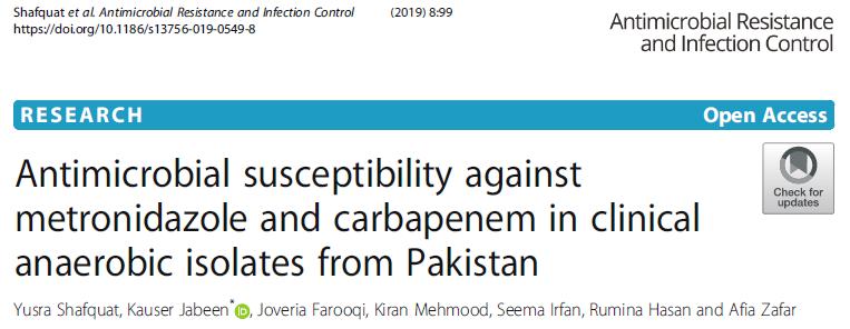 Antimicrobial susceptibility against metronidazole and carbapenem in clinical anaerobic isolates from