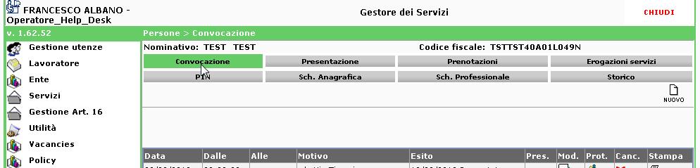 1. Registrazione delle convocazioni La registrazione delle convocazioni consiste nell inserimento della data di convocazione con la specifica dell ora (dalle ---- alle) e della motivazione (Azione