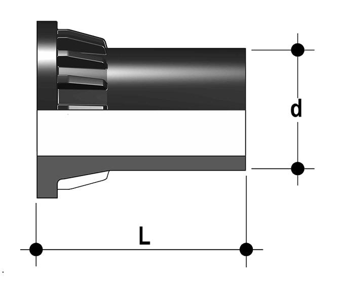 Accessori CVDE Connettori in PE100 codolo lungo, per giunzioni con raccordi elettrosaldabili o testa