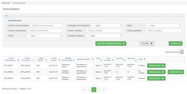 La funzinalità di ricerca delle Cmunicazini: Figura 84 Ricerca richiesta cnsente di filtrare per i seguenti campi: Cdice Cmunicazine Tiplgia Cmunicazine Stat Cdice cnvenzine Cdice CENSIMP Cdice