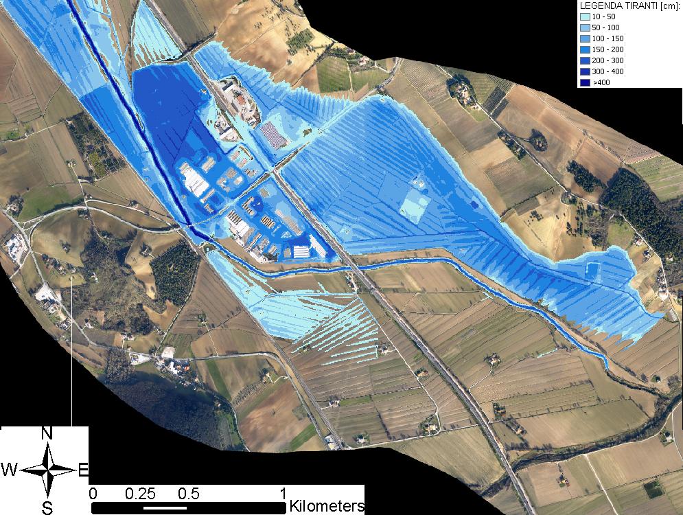 6.1.3 Basso Aspio Figura 6-3 Basso Aspio - mappa di esondazione relativa all evento del 16-17 Settembre 2006 L ambito del basso Aspio risulta, dalla nostra modellazione, colpito in maniera estesa