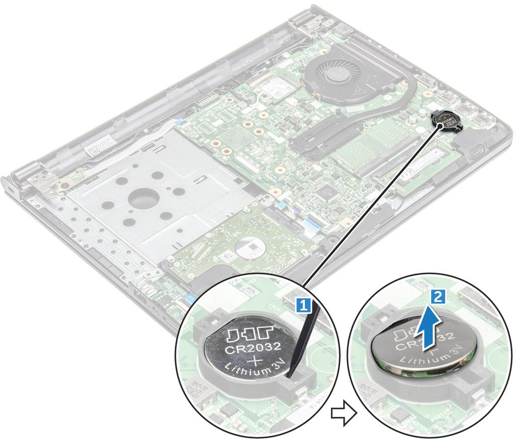 3. Installare: a) coperchio della base b) tastiera c) unità ottica d) batteria 4. Seguire le procedure descritte in Dopo aver effettuato gli interventi sui componenti interni del computer.