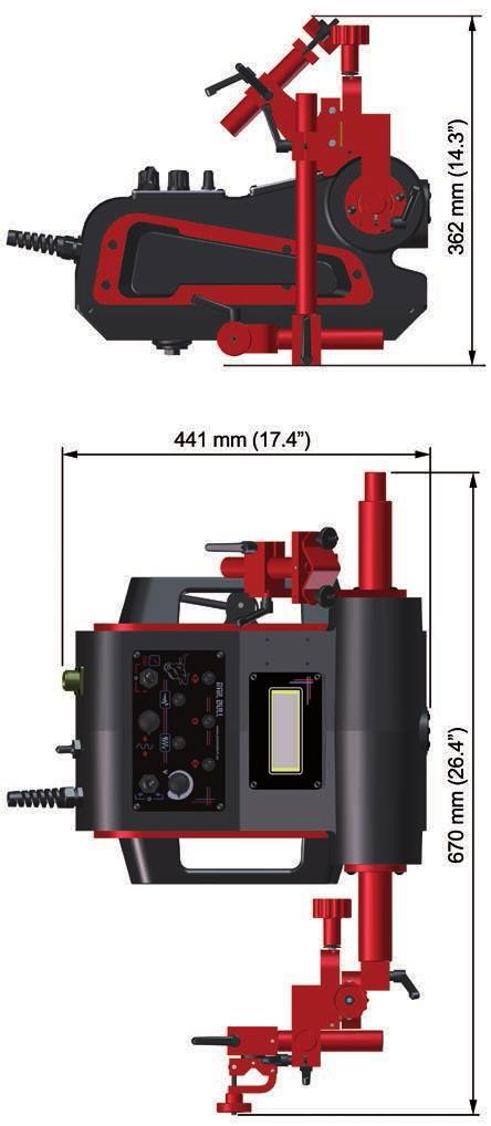 Tensione Potenza Posizione di saldatura (secondo EN ISO 6947 e AWS/ASME) Diametro della torcia Raggio minimo della superficie del particolare curvo SPECIFICA TECNICA - RAIL BULL 1~ 115 230 V, 50 60