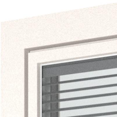 Finestra con profili sottili e veneziana o tenda plissettata integrata nell anta accoppiata. Nell immagine: esecuzione ad un anta, all esterno e all interno PVC bianco antico 05 perfette.