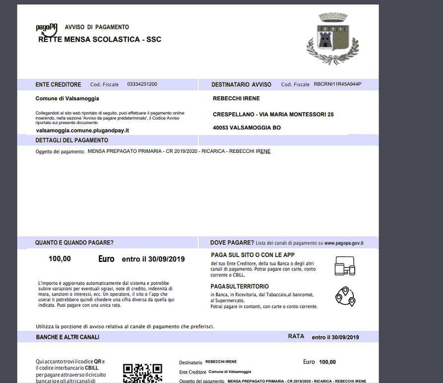 1) Pagamento con Avviso Se si scarica l avviso per pagare in un secondo momento, le modalità di pagamento e la scadenza sono indicate sull avviso stesso, che viene scaricato come pdf.