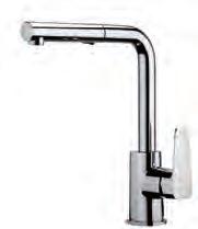 mixer with pull-out hand-shower (single-spray) and round