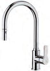 RED 285CR Miscelatore lavello monoforo con doccia estraibile (2 getti) e canna tonda orientabile One-hole sink mixer with pull-out hand-shower