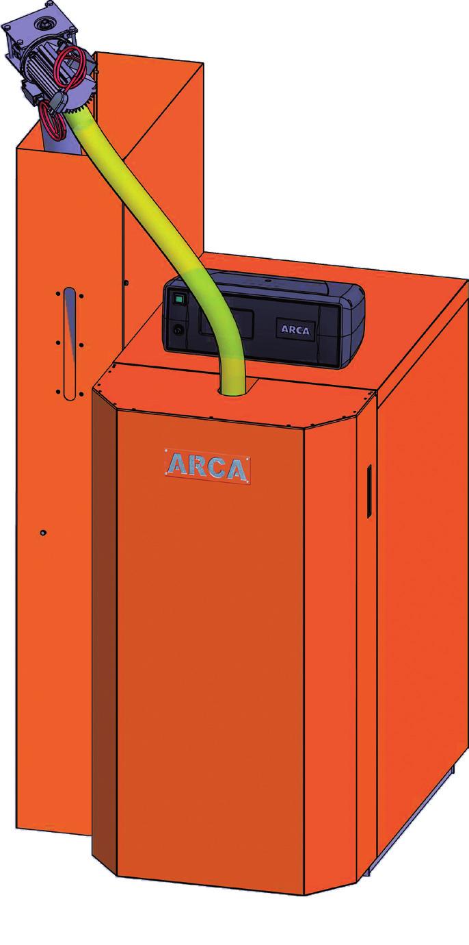 LPA Duo Matic è costituita da una caldaia a gassificazione di legna, dotata di bruciatore a pellet frutto del brevetto Arca, utilizzato sui modelli Granola.