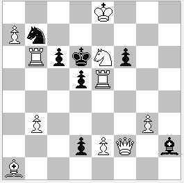 Atayantis V. Shanshin, Luglio-Agosto 2018, Rc3-Rf4) : 1. T:c5? [2. Dd4 [A] #] 1.... A:g4 (a) 2. Cg6# (B) Ma 1.... f:e5 [b]! 1. Df8 [C]? [2. Dh6 #] 1.... f:e5 [b] 2. Ch6 [D] # Ma 1.... A:g4! (a) (9+10) #2 1.