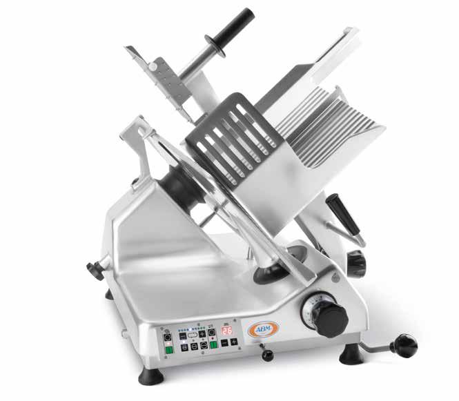 UNI 350 GA Affettatrice semi-auto / Semi-auto slicer Taglio automatico, di grande capacità e precisione, ottimizzato con 0 velocità del carrello e tre lunghezze di corsa (piccola-media-grande)