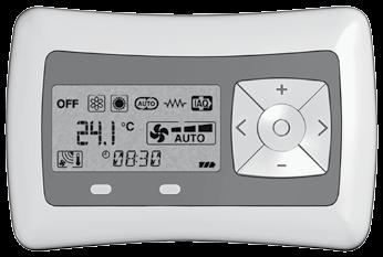 La variazione della temperatura desiderata e della velocità di funzionamento del ventilconvettore avviene premendo semplicemente due grandi tasti con una grafica molto