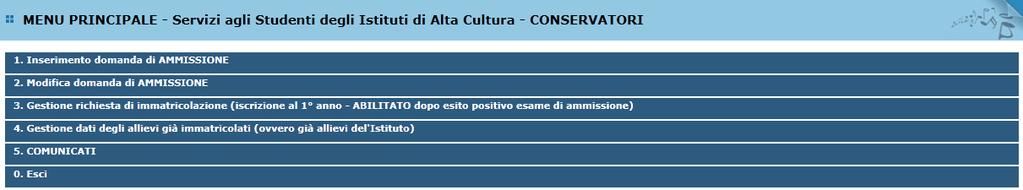 RICHIESTA AMMISSIONI Collegarsi alla pagina internet https://www.servizi2.isidata.net/ssdidatticheco/maingenerale.aspx?