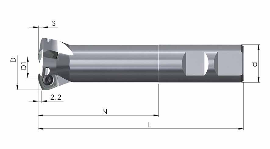 TIPO DI UTENSILE A18 (12) - DATI TECNICI HFC FRESE CON GAMBO WELDON, DIN 1835-B Codice D D 1 N d h6 L S Z 00PP-32-12-2-80 32 16,6 80 25