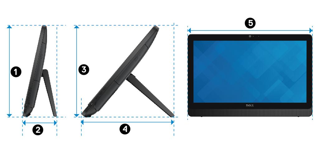 3 Specifiche Dimensioni e peso Altezza Larghezza 317,64 mm (12,51 pollici) 480,52 mm (18,92 pollici) Profondità Schermo a sfioramento: 33,10 mm (1,30 pollici) Schermo non a sfioramento: 34,20 mm