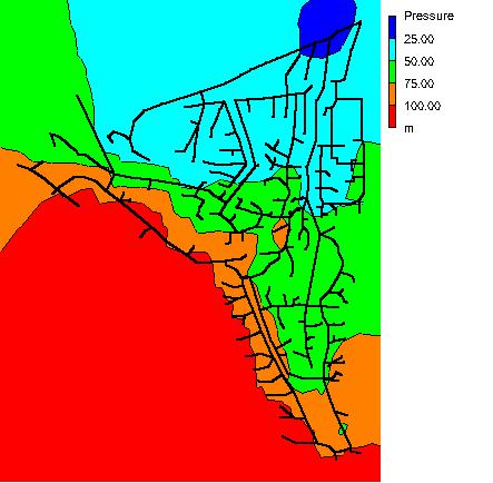 0) Figura 2: Andamento delle pressioni (a) in assenza di PAT; (b) con due PAT attive nella fascia oraria 02:00-03:00 (EPANet 2.