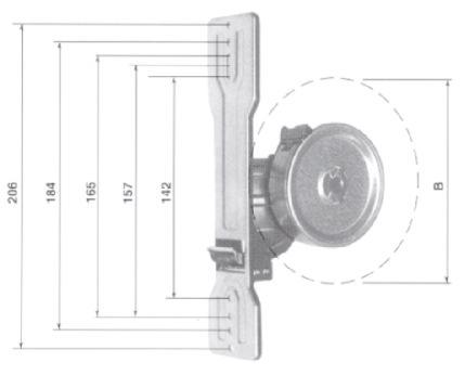 riduttore 114 128 135 Placca per avvolgitore STAR Placca in alluminio anodizzato color argento Placca inox Misura A 114 128 83PAS12 83PAS 135