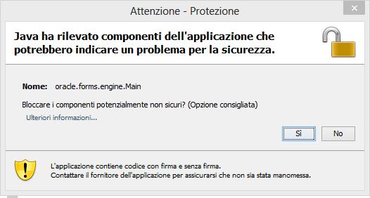 Aprire il pannello controllo JAVA ed impostare, nella sezione Avanzate\Protezione, il flag su Abilita, che nasconde l'avvertenza e