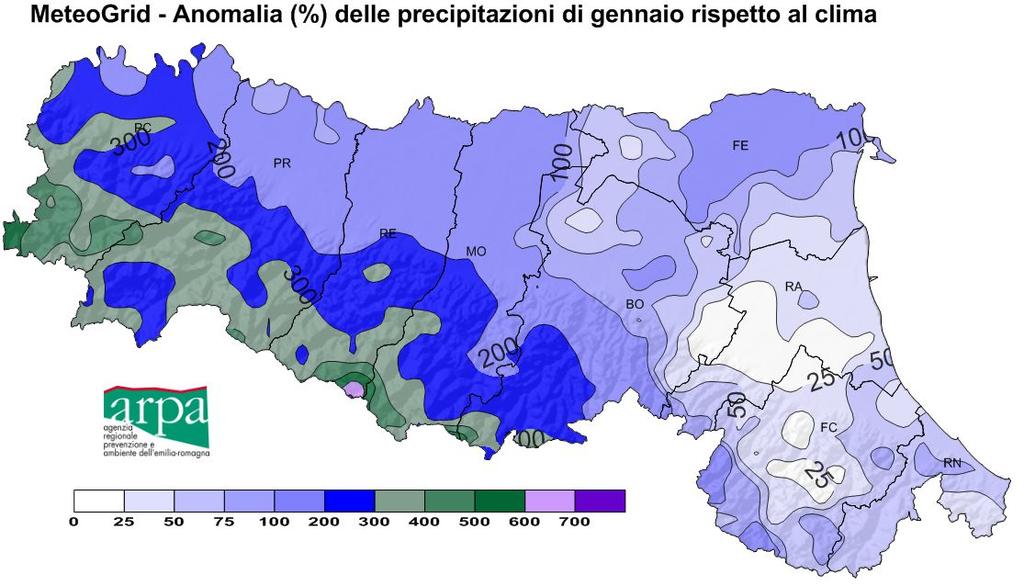 Contenuto idrico dei terreni molto superiori alla norma. Temperature e sommatorie termiche molto superiori alla norma.