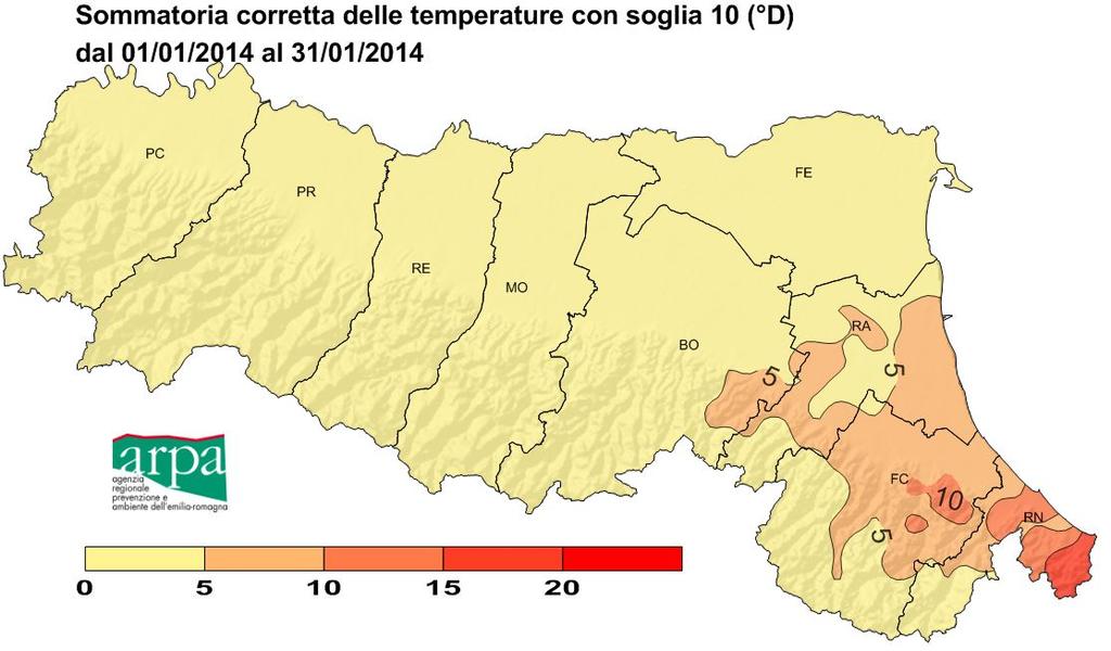 Soglia 10 C da inizio anno La sommatoria gradigiorno è utilizzata per quantificare l accumulo termico