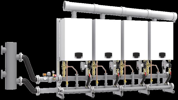 2 Vie 1" 1/2, valvola di non ritorno 1" 1/2) kit collettori idraulici (mandata e ritorno DN65), gas (DN40) per installazioni in batteria Kit collettore sicurezze Inail (DN65 PN16 completo di