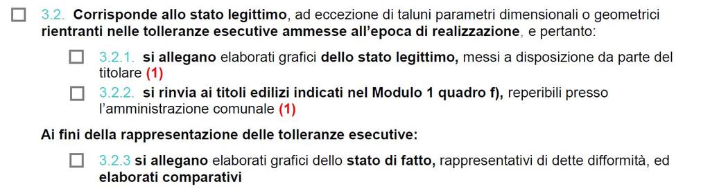 Quadro 3) Stato legittimo ed elaborati di