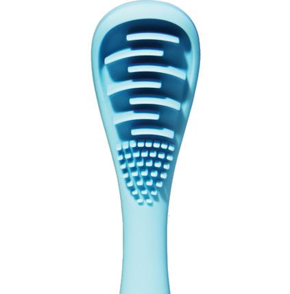 Le setole interne PBT in polimero offrono una spazzolatura dei denti più vigorosa mentre le setole esterne in silicone proteggono, massaggiano e puliscono delicatamente le gengive.