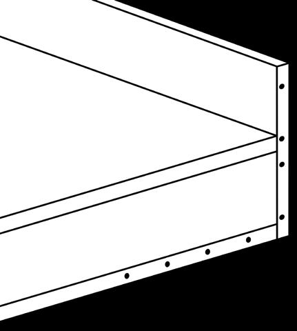MODULO SCIVNI INIZILE (1/8) FINCO ESTENO (1 pezzo) - ltezza ponte: fori per viti passanti SCIVNI (1 pezzo già montato) fori (esterni) per perni e (interni) per spine - ltezza scrivania su un solo