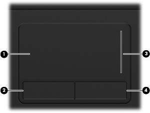 1 Uso dei dispositivi di puntamento Componente Descrizione (1) TouchPad* Consente di spostare il puntatore e di selezionare o attivare gli elementi sullo schermo.