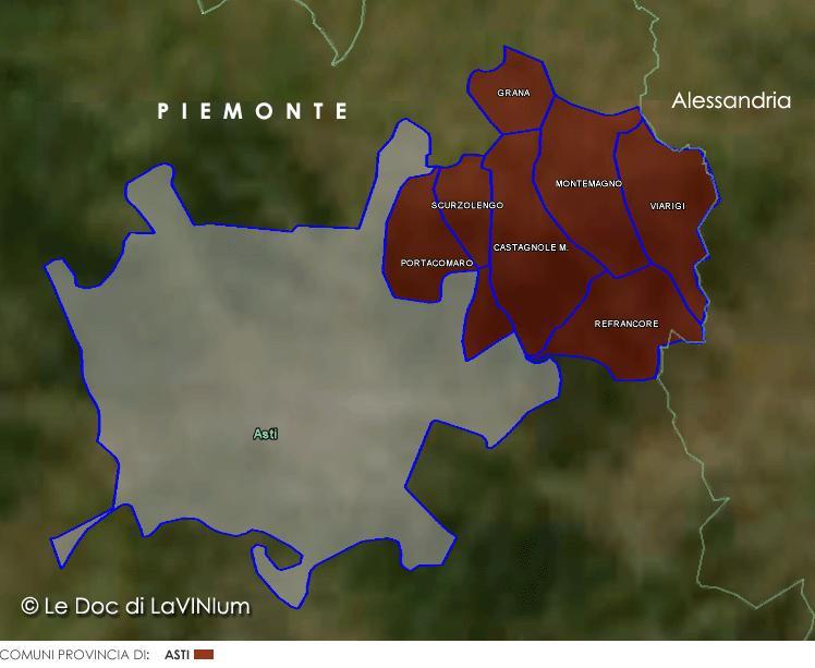 Zona di produzione delle uve Provincia di Asti: Castagnole