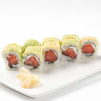 roll 10,00 113 dragon roll 12,00 roll di riso farciti con alga wakame e avocado, guarnito con alga wakame roll di riso