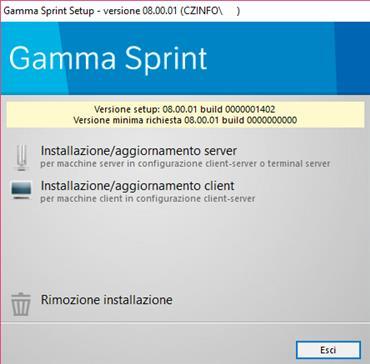 1 Installazione programmi lato SERVER IMPORTANTE 1) Assicurarsi di essere un utente Windows con privilegi di Amministratore. 2) Assicurarsi che eventuali antivirus siano disabilitati. 1.1 Schermata di benvenuto Per avviare la procedura di installazione eseguire le seguenti operazioni: Selezionare il file GS08_00_01_BUILD_1402.