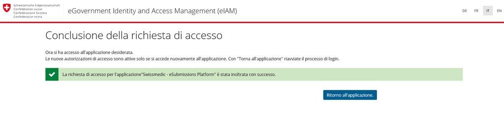 Fare clic su «Continuare» Una volta avvenuta la registrazione si riceverà un messaggio di conferma.