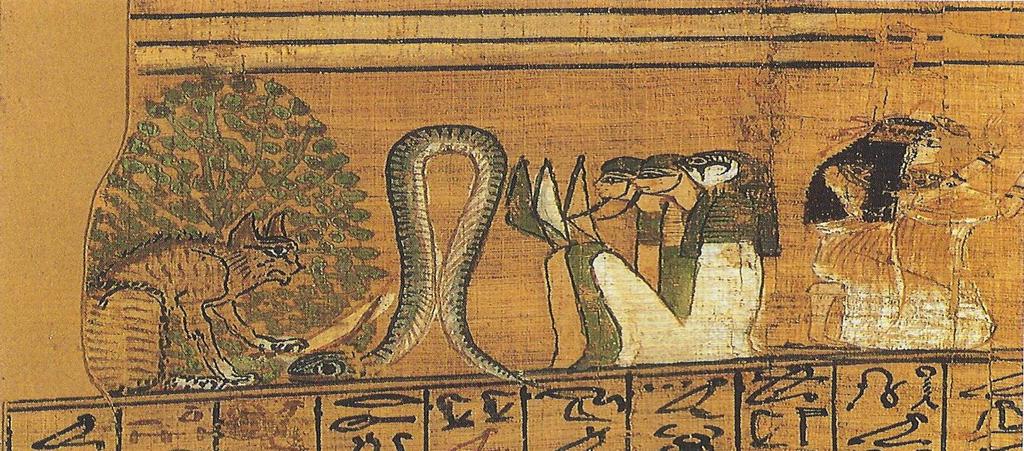 e del caos dalla notte. Figura 1. Gatto che uccide il serpente Apopi di fronte all'albero di persea. Vignetta tratta dal capitolo 17 del Libro dei Morti di Ani. ca. 1250 a.c. British Museum.