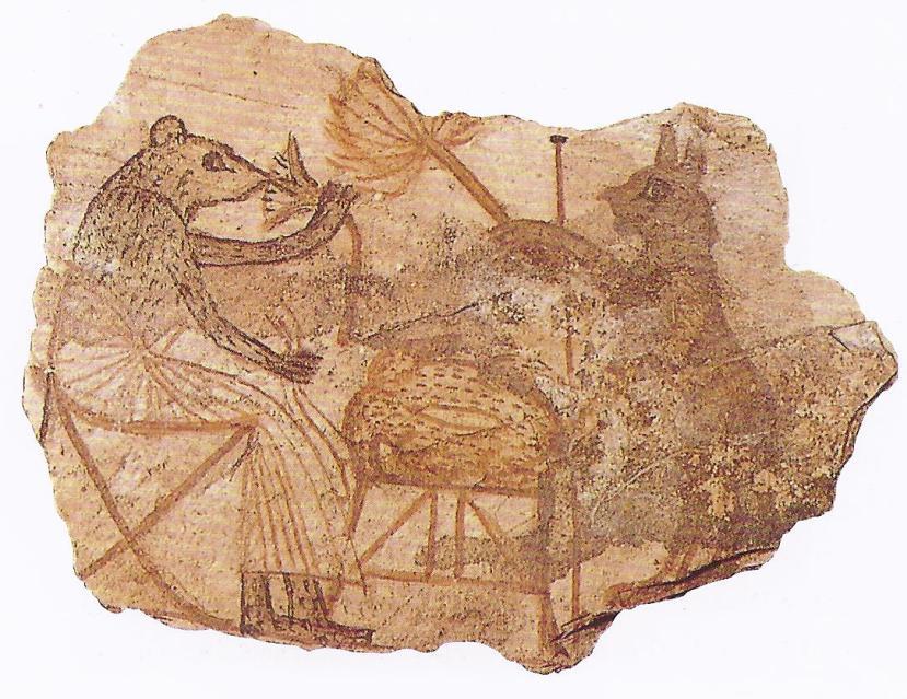Al periodo Ramesside (1291 1074 a.c.) appartengono schegge di pietra calcarea, chiamati ostraka, che venivano utilizzati dagli scribi per prendere appunti o tracciare schizzi 17.