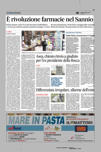 Il Mattino (ed. Benevento) Argomento: Sanità Campania Pagina 33 EAV: 5.248 Lettori: 107.