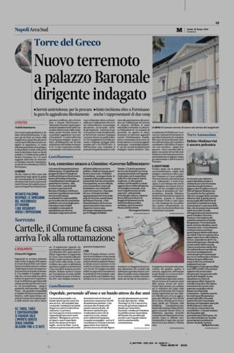 Il Mattino (ed. Circondario Sud) Argomento: Sanità Campania Pagina 45 EAV: 1.986 Lettori: 107.