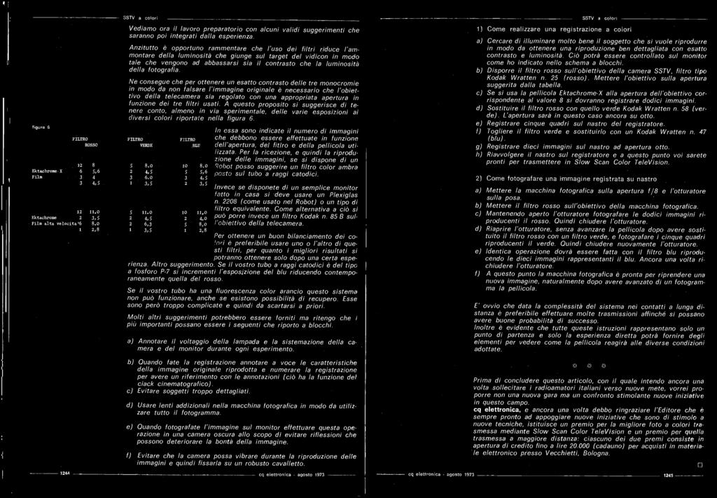 Ne consegue che per ottenere un esatto contrasto delle tre monocromie in modo da non falsare l'immagine originale é necessario che l'obiettivo della telecamera sia rego/ato con una appropriata