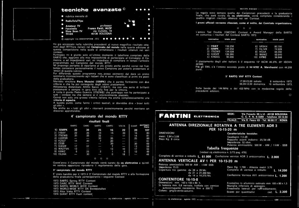 compilare in tempo l'articolo programmato sul Campione del mondo RTTY.