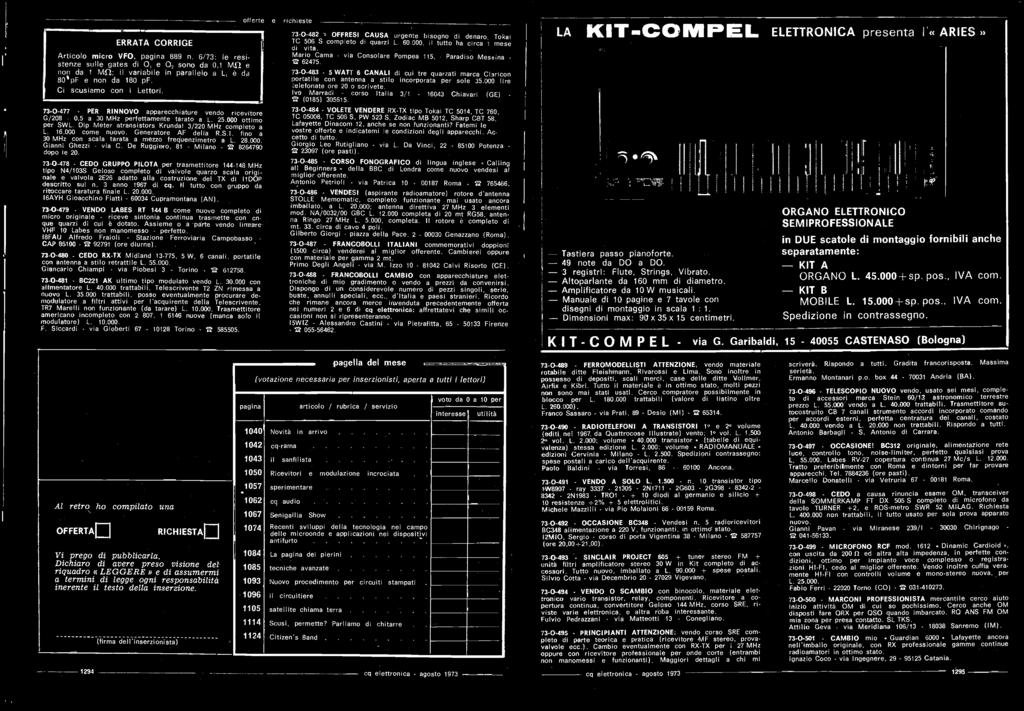 73-0-478 - CEDO GRUPPO PILOTA per trasmettitore 144-148 MHz tipo N4/1033 Geloso completo di valvole quarzo scale originale e valvola 2E26 adatto alla costruzione del TX di 1DOP descritto sul n.