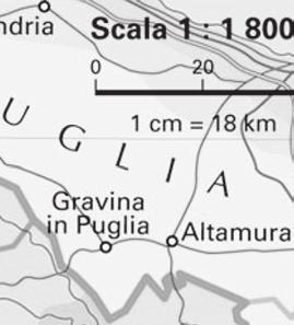 La riduzione del territorio è espressa con un segmento diviso in parti uguali e ogni parte