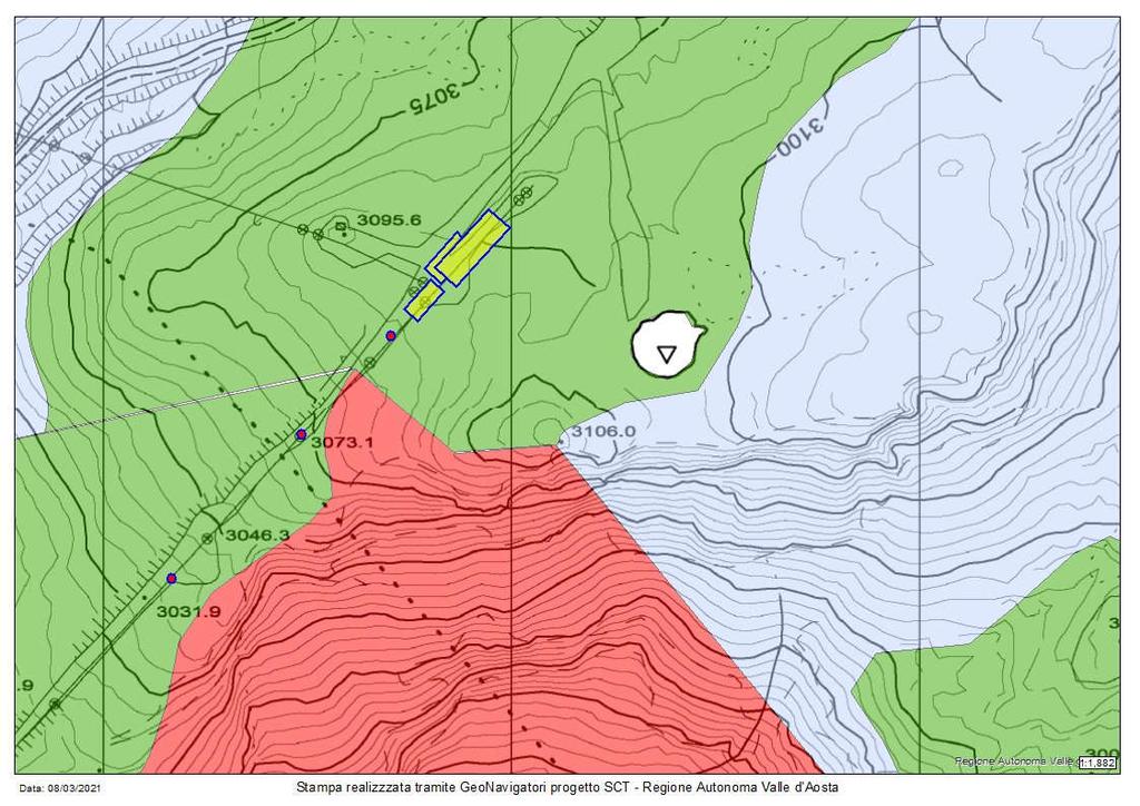 7.12 Sostegno W10 Figura 16. Localizzazione dei sostegni W10-S11 e stazione di monte (da SW verso NE) rispetto alla perimetrazione dell art. 35 della L.R.