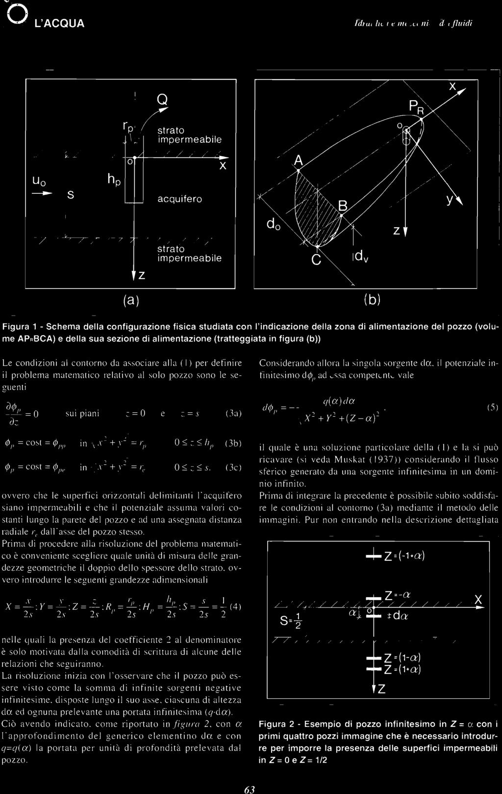 / Uo --- s i Q i~ r P' strato \ I impermeabile / 1 / o acquifero x A x y z strato impermeabile c z (a) (b) Figura 1 - Schema della configurazione fisica studiata con l'indicazione della zona di