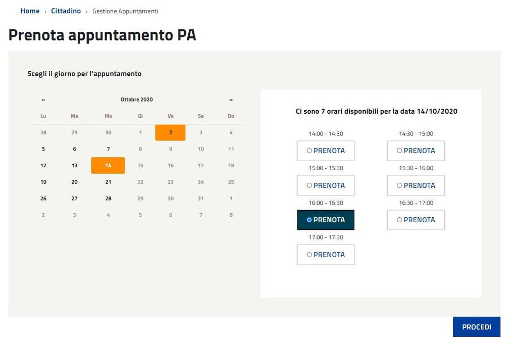 voce di menù Prenotazione appuntamenti. Nella prima schermata il Cittadino può selezionare l Ufficio, il Servizio e l Operatore che sarà disponibile all appuntamento.